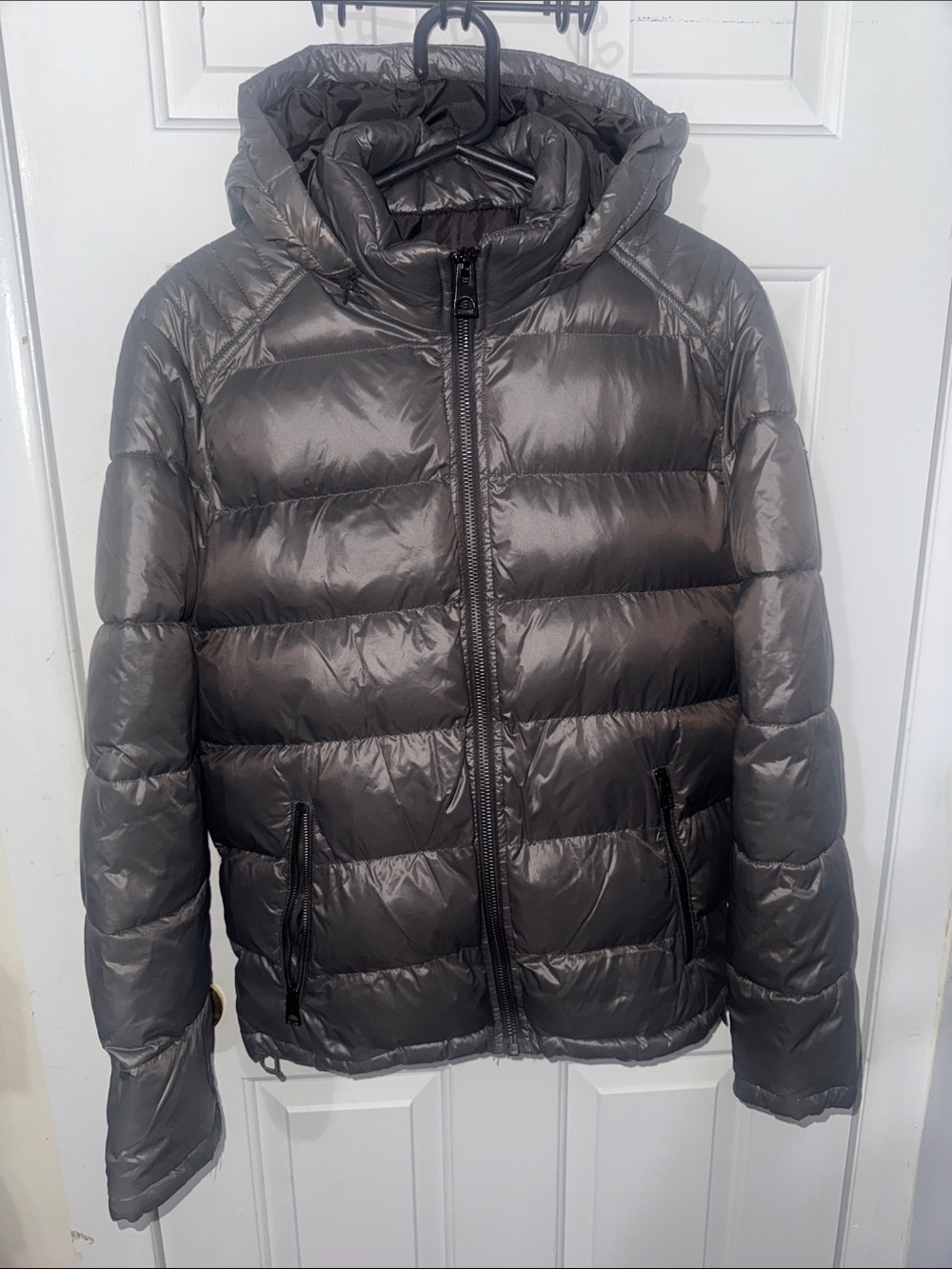 Guess Men's Hooded Puffer Jacket in Charcoal